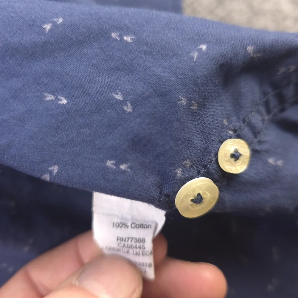 J‎ Crew Shirt XL Blue Geometric Long Sleeve Button Down Cotton Pocket